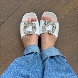White Kate Spade Sandals with Crystal Embellishments - perfect for Wedding!